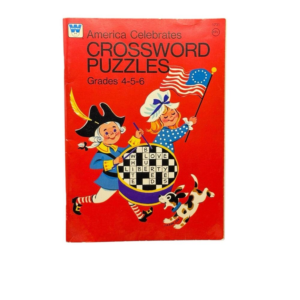 Vintage Crossword Puzzles America Celebrates Grades 4-6 nostalgia 1975 Whitman